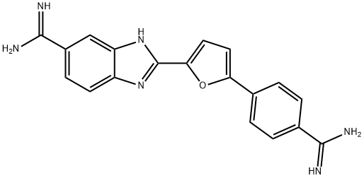 1H-Benzimidazole-6-carboximidamide, 2-[5-[4-(aminoiminomethyl)phenyl]-2-furanyl]- Struktur