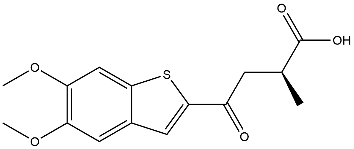 Benzo[b]thiophene-2-butanoic acid, 5,6-dimethoxy-α-methyl-γ-oxo-, (αS)- Struktur