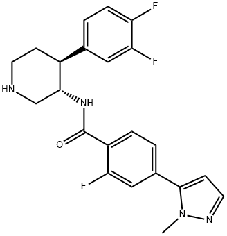 Benzamide, N-[(3S,4S)-4-(3,4-difluorophenyl)-3-piperidinyl]-2-fluoro-4-(1-methyl-1H-pyrazol-5-yl)- Struktur