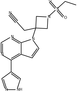 3-Azetidineacetonitrile, 1-(ethylsulfonyl)-3-[4-(1H-pyrazol-4-yl)-7H-pyrrolo[2,3-d]pyrimidin-7-yl]- Structure