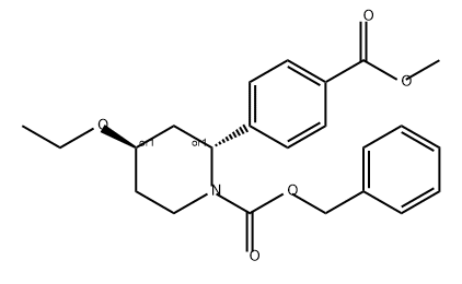 1-Piperidinecarboxylic acid, 4-ethoxy-2-[4-(methoxycarbonyl)phenyl]-, phenylmethyl ester, (2R,4R)-rel- Structure
