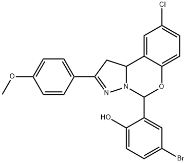 4-bromo-2-[12-chloro-4-(4-methoxyphenyl)-8-oxa-5,6-diazatricyclo[7.4.0.0^{2,6}]trideca-1(9),4,10,12-tetraen-7-yl]phenol Struktur