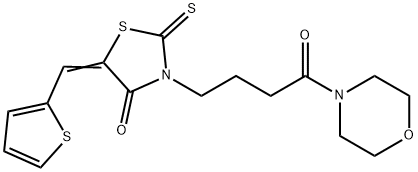 (5E)-3-(4-morpholin-4-yl-4-oxobutyl)-2-sulfanylidene-5-(thiophen-2-ylmethylidene)-1,3-thiazolidin-4-one Struktur