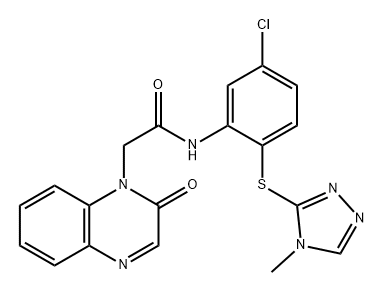1(2H)-Quinoxalineacetamide, N-[5-chloro-2-[(4-methyl-4H-1,2,4-triazol-3-yl)thio]phenyl]-2-oxo- Structure