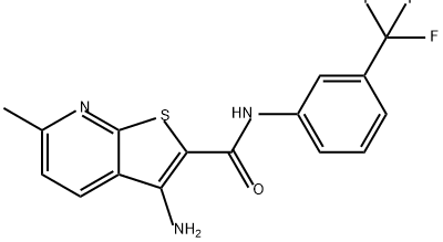 Thieno[2,3-b]pyridine-2-carboxamide, 3-amino-6-methyl-N-[3-(trifluoromethyl)phenyl]- Struktur