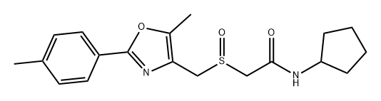 Acetamide, N-cyclopentyl-2-[[[5-methyl-2-(4-methylphenyl)-4-oxazolyl]methyl]sulfinyl]- Structure