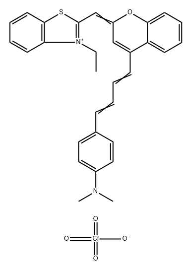 BENZOTHIAZOLIUM, 2-[[4-[4-[4-(DIMETHYLAMINO)PHENYL]-1,3-BUTADIEN-1-YL]-2H-1-BENZOPYRAN-2-YLIDENE]METHYL]-3-ETHYL-, PERCHLORATE (1:1), 106025-71-2, 結(jié)構(gòu)式