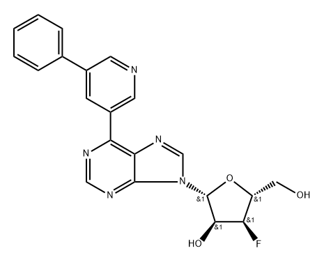 9-(3-Deoxy-3-fluoro-β-D-ribofuranosyl)-6-(5-phenylpyridin-3-yl)purine Struktur