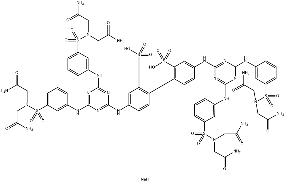 [1,1'-Biphenyl]-2,2'-disulfonic acid, 4,4'-bis[[4,6-bis[[3-[[bis(2-amino-2-oxoethyl)amino]sulfonyl]phenyl]amino]-1,3,5-triazin-2-yl]amino]-, sodium salt (1:2)|化合物 T26068
