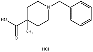4-Piperidinecarboxylic acid, 4-amino-1-(phenylmethyl)-, hydrochloride (1:2) Struktur