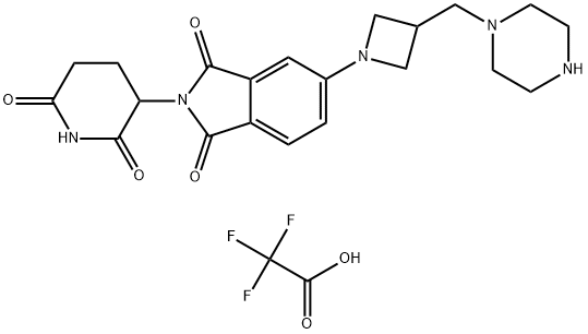 2,2,2-trifluoroacetaldehyde--2-(2,6-dioxopiperidin-3-yl)-5-(3-(piperazin-1-ylmethyl)azetidin-1-yl)isoindoline-1,3-dione (1/1) TFA Structure