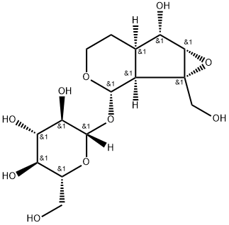 (2S,3R,4S,5S,6R)-2-[[(1aS,1bS,2S,5aR,6S,6aS)-6-hydroxy-1a-(hydroxymethyl)-2,4,5,5a,6,6a-hexahydro-1bH-oxireno[5,6]cyclopenta[1,3-c]pyran-2-yl]oxy]-6-(hydroxymethyl)oxane-3,4,5-triol, 6736-86-3, 結(jié)構(gòu)式