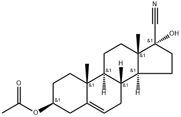Androst-5-ene-17-carbonitrile, 3-(acetyloxy)-17-hydroxy-, (3β,17α)- (9CI) Struktur