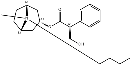 (1R,3r,5S,8R)-8-butyl-3-(((S)-3-hydroxy-2-phenylpropanoyl)oxy)-8-methyl-8-azabicyclo[3.2.1]octan-8-ium Struktur
