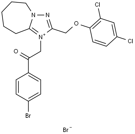 1-[2-(4-BROMOPHENYL)-2-OXOETHYL]-2-[(2,4-DICHLOROPHENOXY)METHYL]-6,7,8,9-TETRAHYDRO-5H-[1,2,4]TRIAZOLO[1,5-A]AZEPIN-1-IUM BROMIDE Struktur