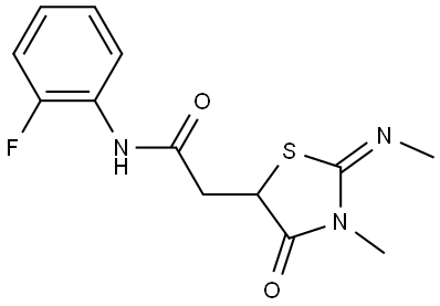 N-(2-FLUOROPHENYL)-2-(3-ME-2-(METHYLIMINO)-4-OXO-1,3-THIAZOLIDIN-5-YL)ACETAMIDE Struktur