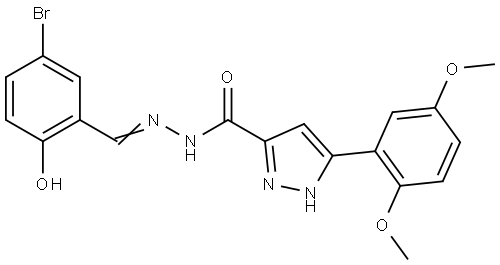 N'-(5-BR-2-HO-BENZYLIDENE)-3-(2,5-DIMETHOXYPHENYL)-1H-PYRAZOLE-5-CARBOHYDRAZIDE Struktur
