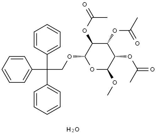 ACETIC ACID 4,5-DIACETOXY-2-MEO-6-(2,2,2-TRI-PH-ETO)4H-PYRAN-3-YL ESTER, HYDRATE Struktur