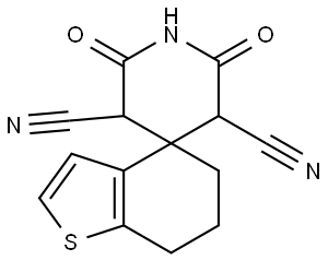 3',5'-DICYANO-6,7-DIHYDROSPIRO(BENZO(B)THIOPHENE4(5H),4'-PIPERIDINE)-2',6'-DIONE Struktur