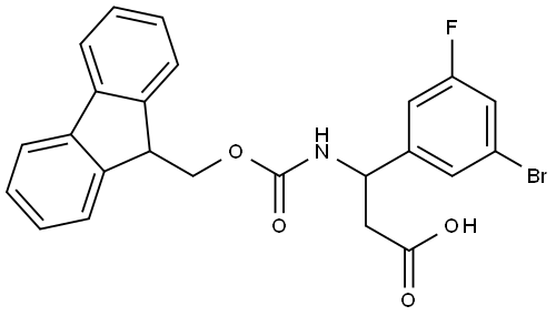 3-((((9H-fluoren-9-yl)methoxy)carbonyl)amino)-3-(3-bromo-5-fluorophenyl)propanoic acid Struktur
