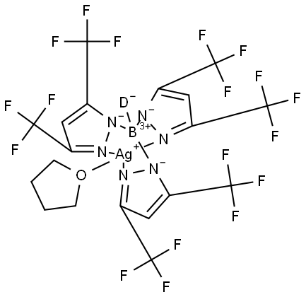 Silver, (tetrahydrofuran)[tris[3,5-bis(trifluoromethyl)-1H-pyrazolato-κN1]hydro-d-borato(1-)-κN2,κN2′,κN2′′]-, (T-4)- Structure