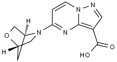 5-[(1S,4S)-2-oxa-5-azabicyclo[2.2.1]heptan-5-yl]pyrazolo[1,5-a]pyrimidine-3-carboxylic acid Struktur