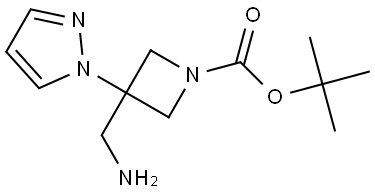 tert-butyl 3-(aminomethyl)-3-pyrazol-1-yl-azetidine-1-carboxylate Struktur