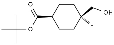 tert-butyltrans-4-fluoro-4-(hydroxymethyl)cyclohexanecarboxylate Struktur