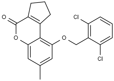 9-((2,6-DICHLOROBENZYL)OXY)-7-METHYL-2,3-DIHYDROCYCLOPENTA(C)CHROMEN-4(1H)-ONE Struktur