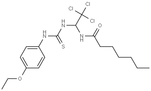 N-(2,2,2-TRICHLORO-1-(((4-ETHOXYANILINO)CARBOTHIOYL)AMINO)ETHYL)HEPTANAMIDE Struktur