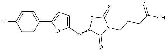 4-((5E)-5-{[5-(4-BROMOPHENYL)-2-FURYL]METHYLENE}-4-OXO-2-THIOXO-1,3-THIAZOLIDIN-3-YL)BUTANOIC ACID Struktur