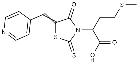 4-(METHYLSULFANYL)-2-[(5E)-4-OXO-5-(4-PYRIDINYLMETHYLENE)-2-THIOXO-1,3-THIAZOLIDIN-3-YL]BUTANOIC ACID Structure