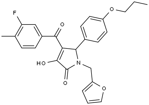 4-(3-FLUORO-4-METHYLBENZOYL)-1-(2-FURYLMETHYL)-3-HYDROXY-5-(4-PROPOXYPHENYL)-1,5-DIHYDRO-2H-PYRROL-2-ONE Struktur