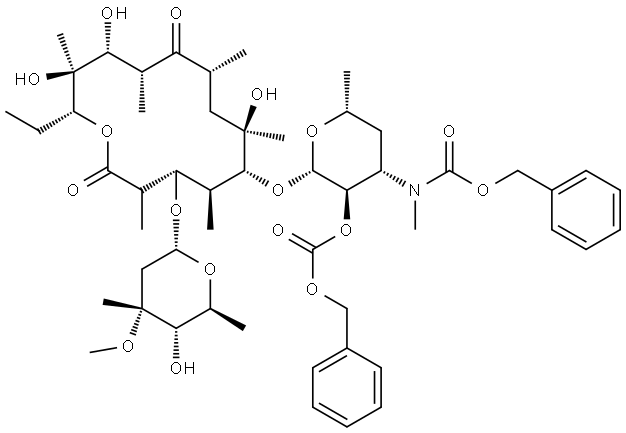 Erythromycin, N-demethyl-N-[(phenylmethoxy)carbonyl]-, 2'-(phenylmethyl carbonate)