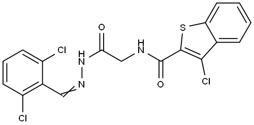 3-CHLORO-N-{2-[(2E)-2-(2,6-DICHLOROBENZYLIDENE)HYDRAZINO]-2-OXOETHYL}-1-BENZOTHIOPHENE-2-CARBOXAMIDE Struktur