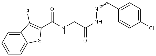 3-CHLORO-N-{2-[(2E)-2-(4-CHLOROBENZYLIDENE)HYDRAZINO]-2-OXOETHYL}-1-BENZOTHIOPHENE-2-CARBOXAMIDE Struktur