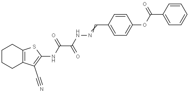 4-[(E)-(2-{2-[(3-CYANO-4,5,6,7-TETRAHYDRO-1-BENZOTHIEN-2-YL)AMINO]-2-OXOACETYL}HYDRAZONO)METHYL]PHENYL BENZOATE Structure