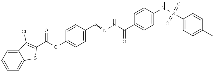 4-{(E)-[2-(4-{[(4-METHYLPHENYL)SULFONYL]AMINO}BENZOYL)HYDRAZONO]METHYL}PHENYL 3-CHLORO-1-BENZOTHIOPHENE-2-CARBOXYLATE Structure