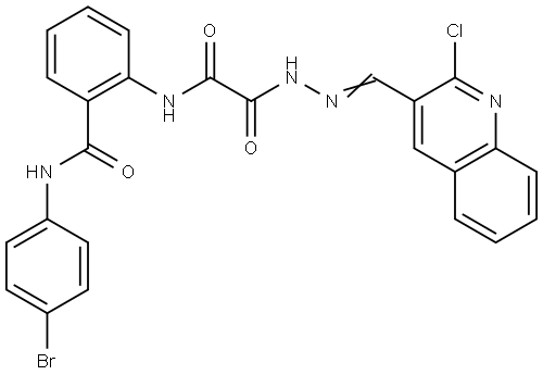 N-(4-BROMOPHENYL)-2-{[{(2E)-2-[(2-CHLORO-3-QUINOLINYL)METHYLENE]HYDRAZINO}(OXO)ACETYL]AMINO}BENZAMIDE Struktur