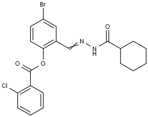4-BROMO-2-(2-(CYCLOHEXYLCARBONYL)CARBOHYDRAZONOYL)PHENYL 2-CHLOROBENZOATE Struktur