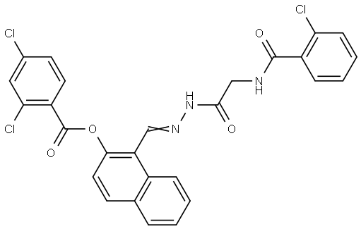 1-[(E)-(2-{2-[(2-CHLOROBENZOYL)AMINO]ACETYL}HYDRAZONO)METHYL]-2-NAPHTHYL 2,4-DICHLOROBENZOATE Struktur