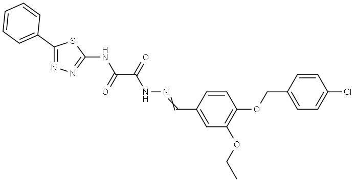2-((2E)-2-{4-[(4-CHLOROBENZYL)OXY]-3-ETHOXYBENZYLIDENE}HYDRAZINO)-2-OXO-N-(5-PHENYL-1,3,4-THIADIAZOL-2-YL)ACETAMIDE Struktur