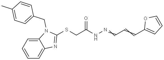 N'-[(E,2E)-3-(2-FURYL)-2-PROPENYLIDENE]-2-{[1-(4-METHYLBENZYL)-1H-BENZIMIDAZOL-2-YL]SULFANYL}ACETOHYDRAZIDE Struktur