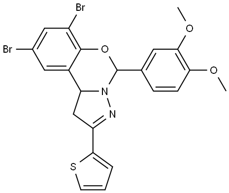 7,9-DIBROMO-5-(3,4-DIMETHOXYPHENYL)-2-(2-THIENYL)-1,10B-DIHYDROPYRAZOLO[1,5-C][1,3]BENZOXAZINE Struktur