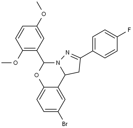 9-BR-5-(2,5-DI-MEO-PH)-2-(4-F-PH)-1,10B-DIHYDROPYRAZOLO(1,5-C)(1,3)BENZOXAZINE Struktur