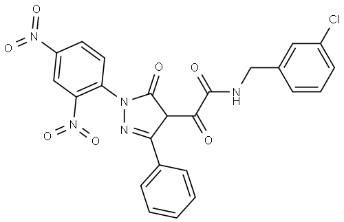 N-(3-CHLOROBENZYL)-2-[1-(2,4-DINITROPHENYL)-5-OXO-3-PHENYL-4,5-DIHYDRO-1H-PYRAZOL-4-YL]-2-OXOACETAMIDE Struktur