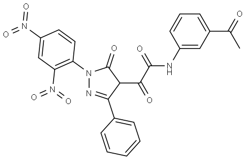 N-(3-ACETYLPHENYL)-2-[1-(2,4-DINITROPHENYL)-5-OXO-3-PHENYL-4,5-DIHYDRO-1H-PYRAZOL-4-YL]-2-OXOACETAMIDE Struktur