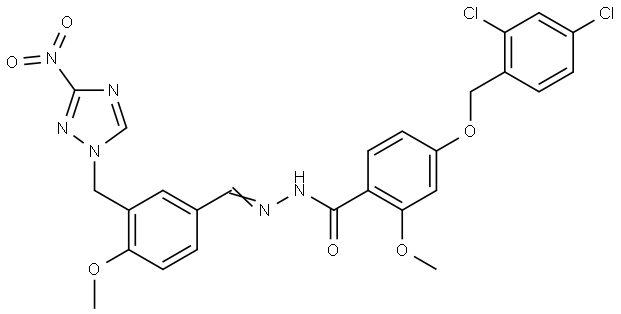 4-[(2,4-DICHLOROBENZYL)OXY]-2-METHOXY-N'-((E)-{4-METHOXY-3-[(3-NITRO-1H-1,2,4-TRIAZOL-1-YL)METHYL]PHENYL}METHYLIDENE)BENZOHYDRAZIDE Struktur