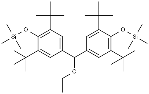 {2,6-DITERT-BUTYL-4-[{3,5-DITERT-BUTYL-4-[(TRIMETHYLSILYL)OXY]PHENYL}(ETHOXY)METHYL]PHENOXY}(TRIMETHYL)SILANE Struktur