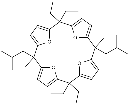2,2,12,12-TETRAETHYL-7,17-DIISOBUTYL-7,17-DIMETHYL-21,22,23,24-TETRAOXAPENTACYCLO[16.2.1.1(3,6).1(8,11).1(13,16)]TETRACOSA-1(20),3,5,8,10,13,15,18-OCTAENE Struktur